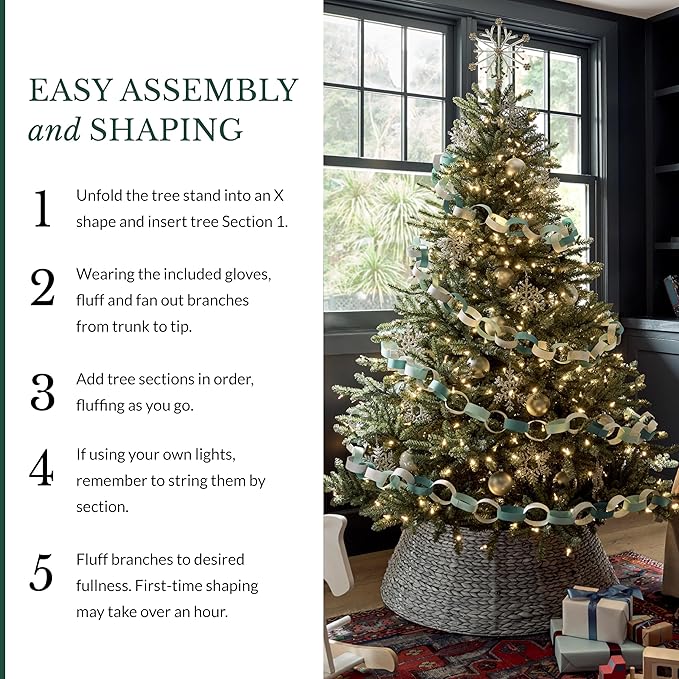 Balsam Hill 6.5ft Unlit Classic Blue Spruce - Artificial Christmas Tree with 2,144+ Tips, Premium Stand & Easy Assembly for Indoor Holiday Decorating