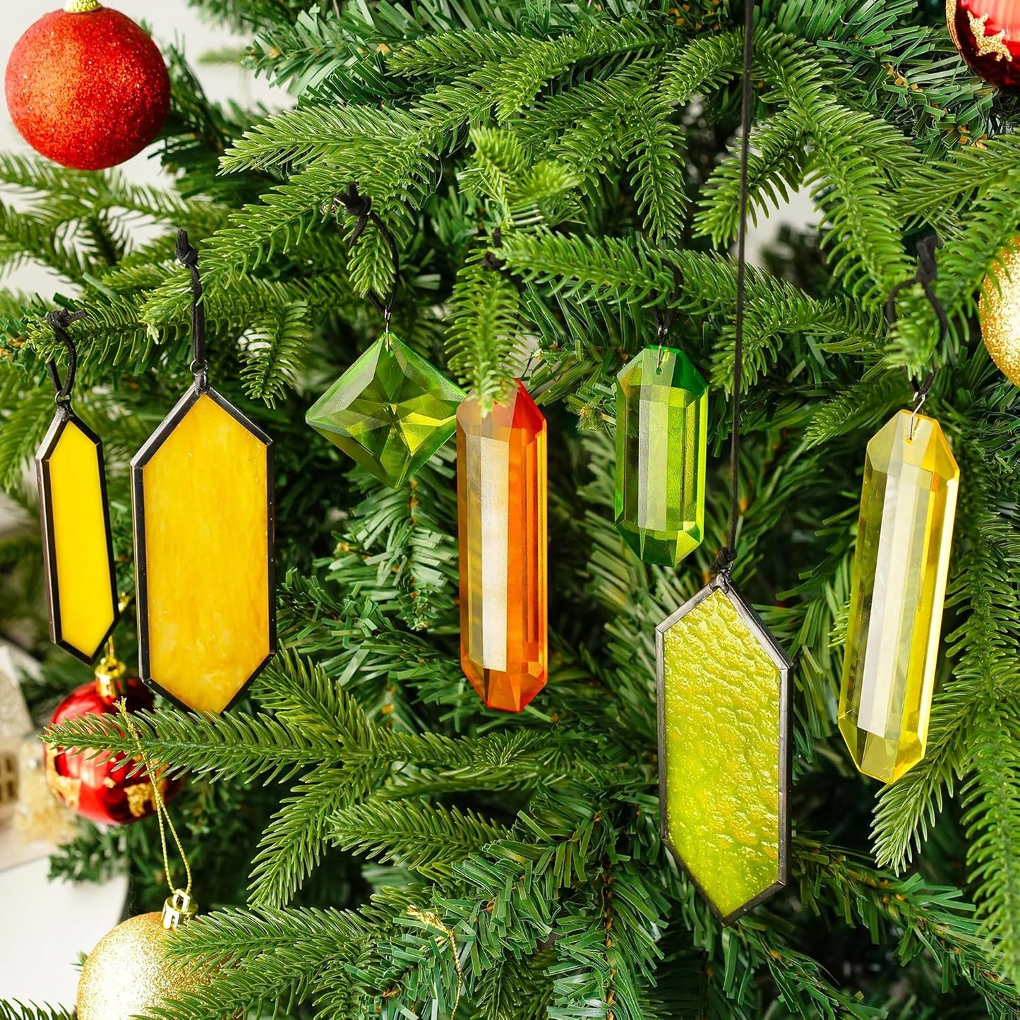 HDCRYSTALGIFTS 7pcs Crystal Sun Catchers for Windows Hanging - Stained Glass Suncatchers for Indoor Garden Christmas Tree Decorations (Fairy Tale Forest Design)