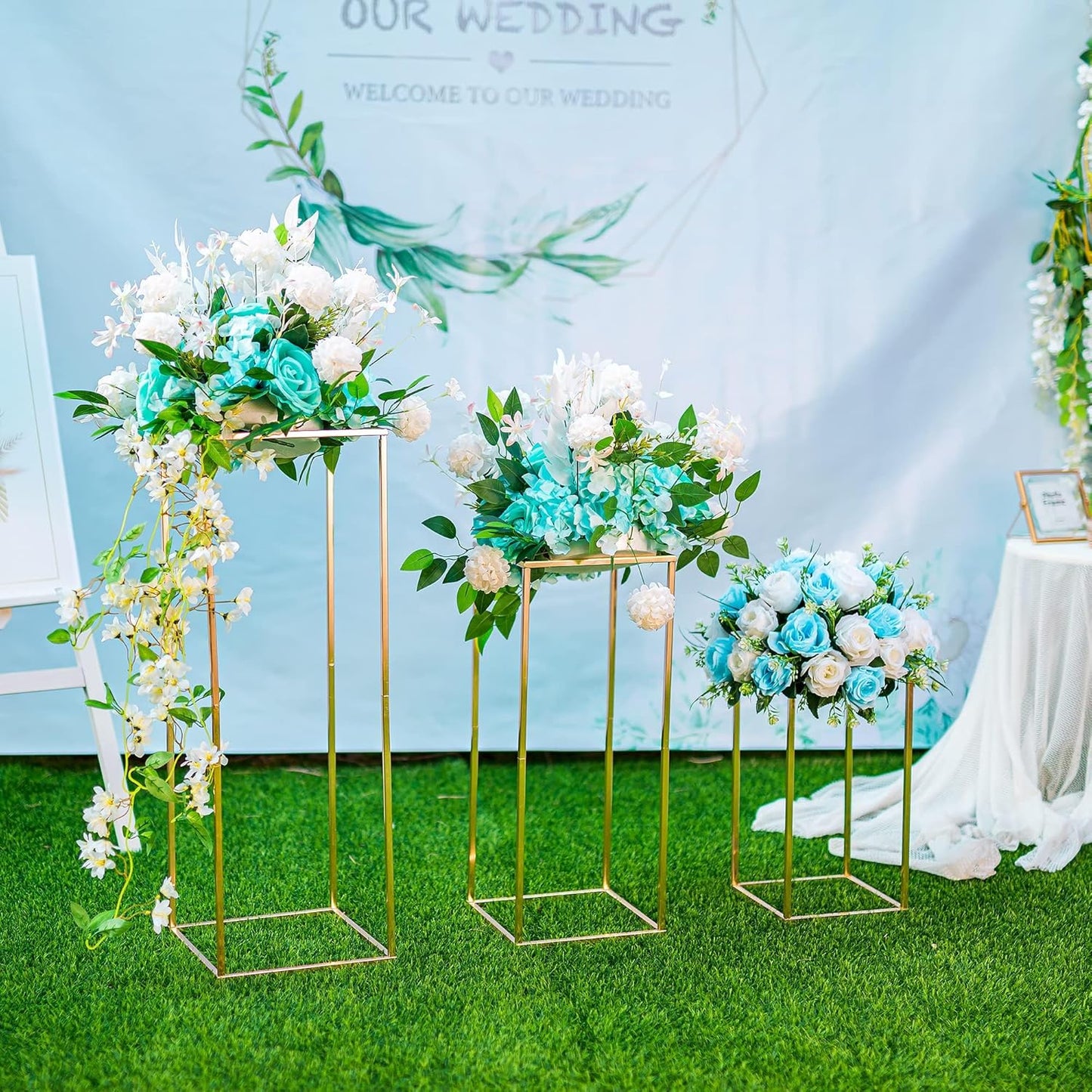 Gold Flower Stand for Table: 31.5” Tall Centerpiece Stand for Wedding Table Reception Floral Center Pieces with Home Decoration Party Event 2 PCS