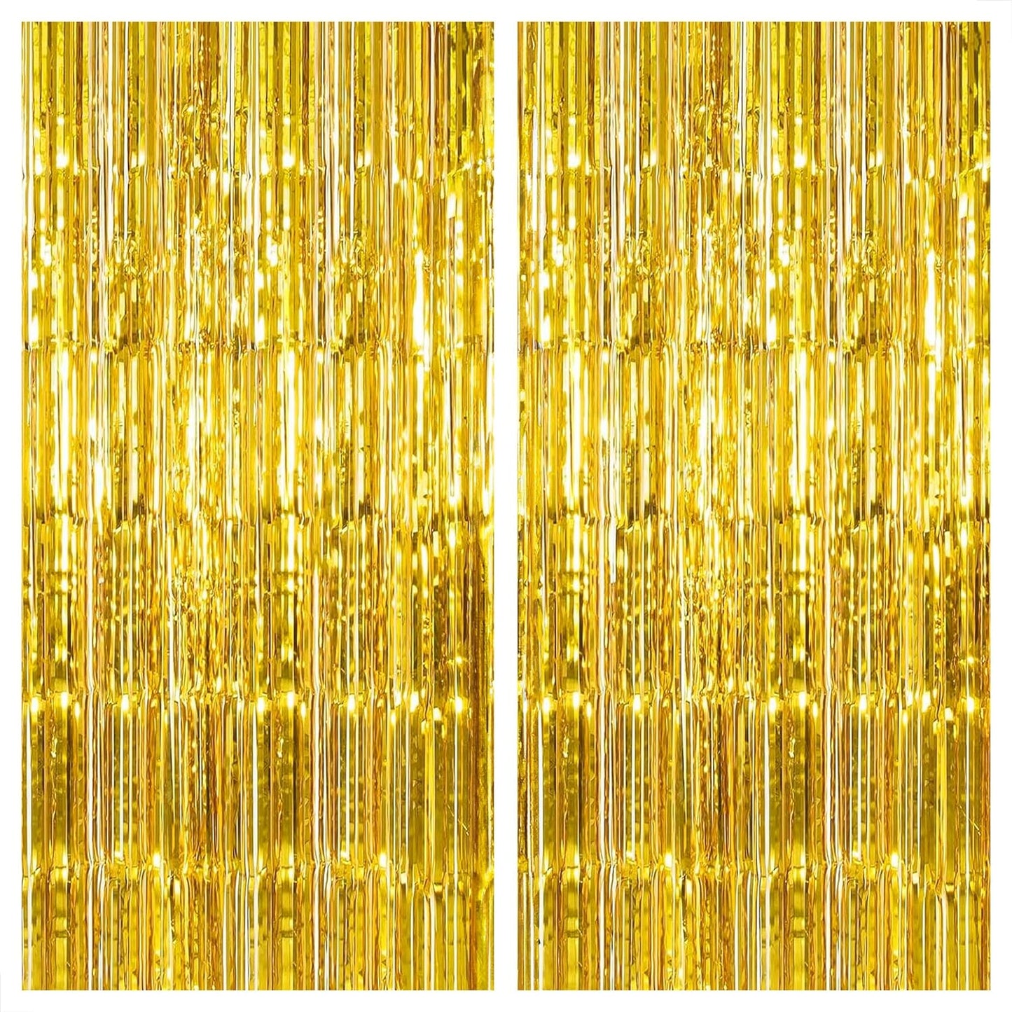 KatchOn, Gold Backdrop Curtain - 2 Pcs | Foil Fringe Curtain for 50th Birthday Decorations | Gold Streamers for New Years, Casino, Bachelorette, 50th Anniversary Decorations