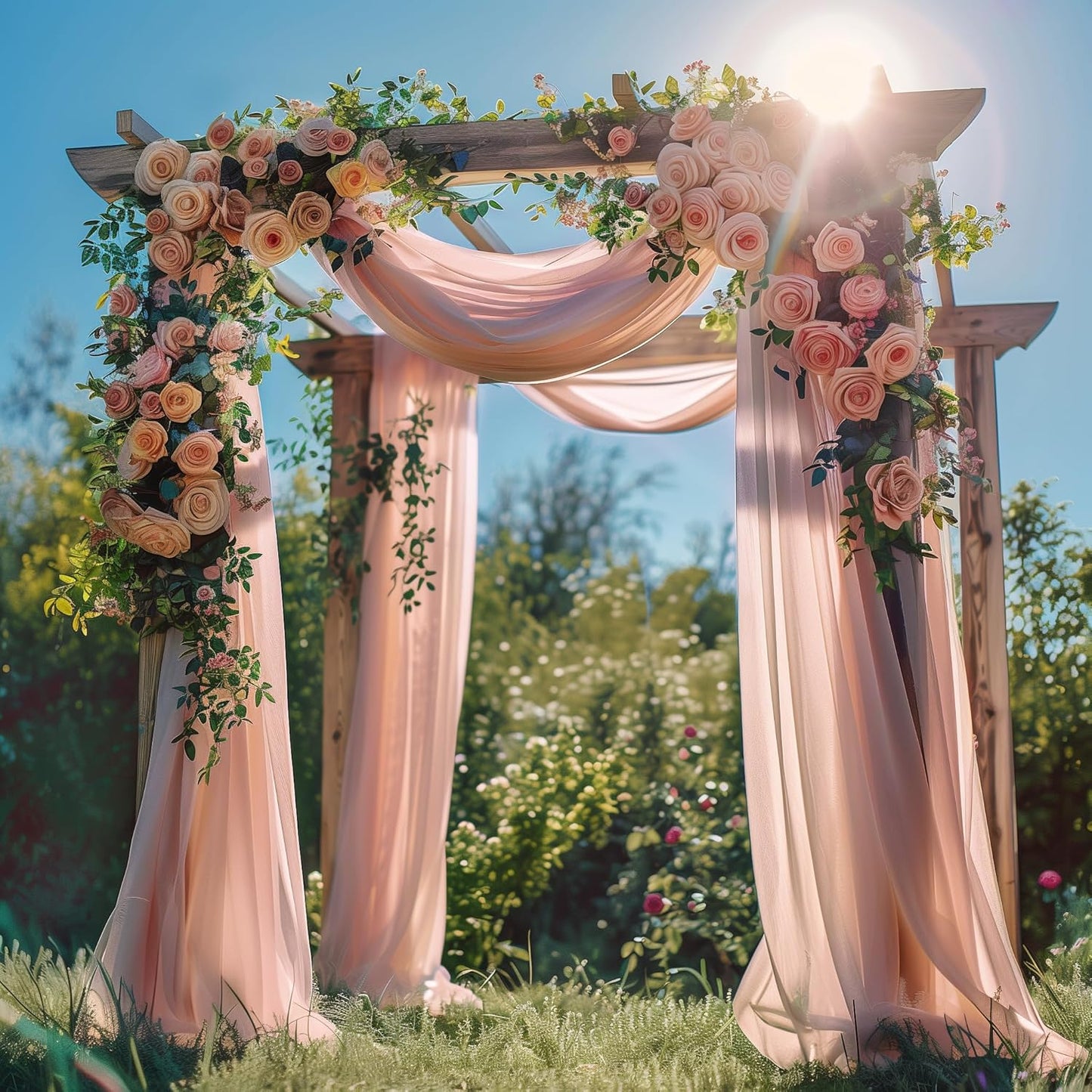 Wedding Arch Draping Fabric 6 Panels 28.7" x 20FT Dusty Rose Sheer Chiffon Backdrop Drapes for Wedding Ceremony Birthday Party Bridal Shower Outdoor Decoration