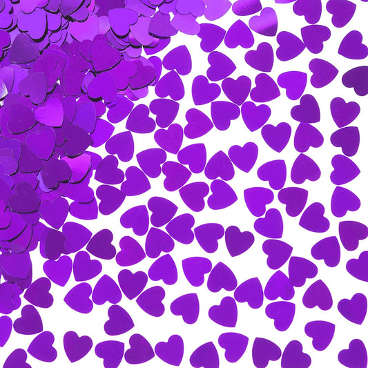 Purple Love Heart Table Confetti - Valentines Day Party Foil Metallic Sequins Sprinkles Decorations, 60g