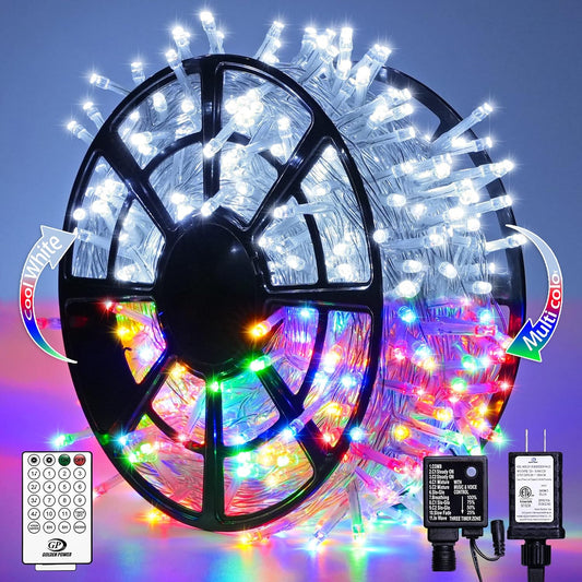 JMEXSUSS 500 LED Color Changing String Lights, 163FT White & Multicolor Christmas String Lights with Remote, Outdoor Christmas Lights Plug in for Tree House Indoor Outdoor Xmas Decor