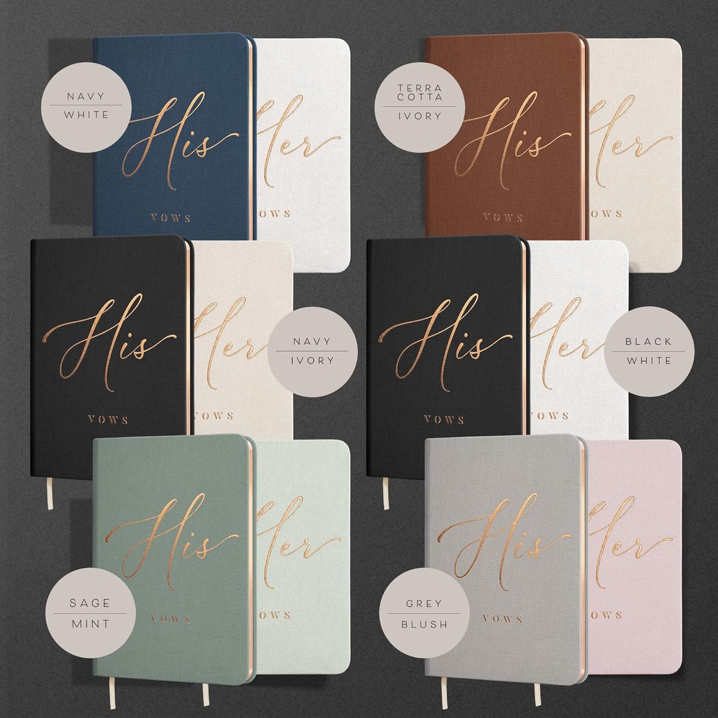 Vow Books His and Hers - Linen Wedding Vow Books Perfect as Bride & Groom Gifts, Wedding Registry Ideas - His & Hers Gifts Wedding Vow Book - Wedding Essentials & Accessories [Mint & Sage]