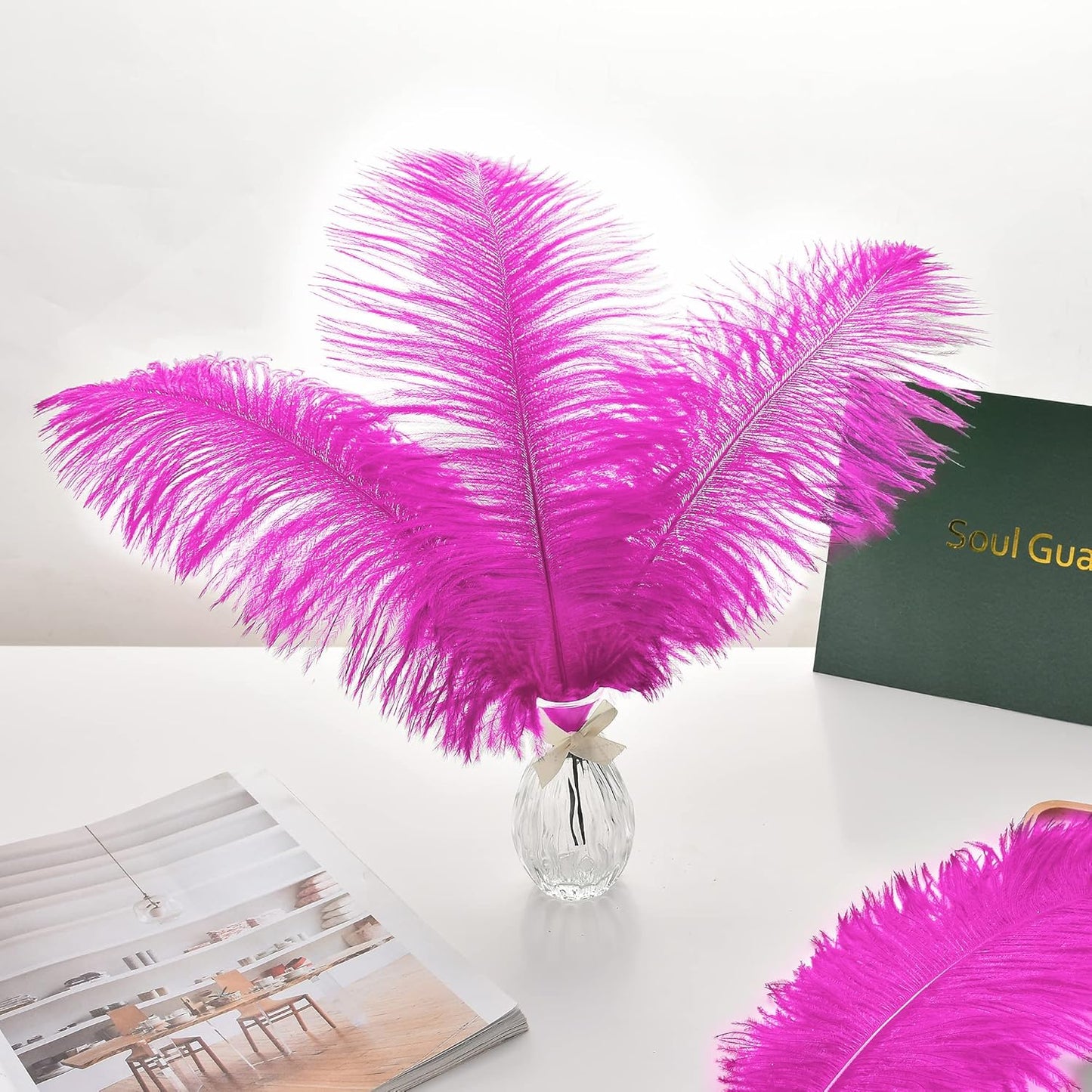 Ballinger Fuchsia Large Ostrich Feathers - 12Pcs 14-16inch Large Feathers for Vase,Theme Party Centerpieces and Holiday Home Decor