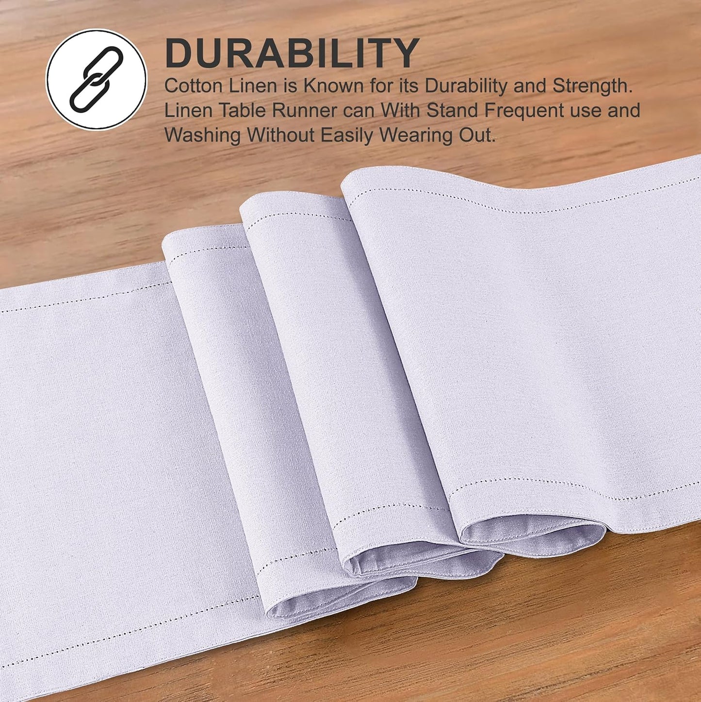 Ruvanti Linen Table Runner 60 Inches, Classic Hemstitch, Washable, Reusable, Non-Slipping, Stain Resistant- Perfect for Parties, Weddings, Dinners, Thanksgiving, Christmas, Indoor use – Lavender Grey