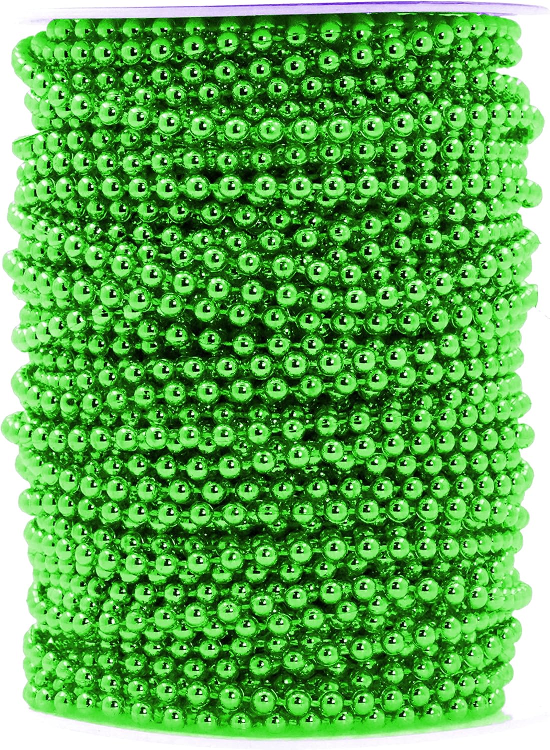Mandala Crafts 4mm Faux Green Pearl Beads Roll - 44 Yards Strand of Fake Pearls Chain Garlands Spool String for Christmas Tree, Wedding, Party, Vases, DIY Decoration