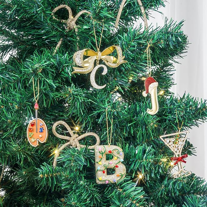 2025 Christmas Initial Ornaments, Letter Z Ornaments for Xmas Tree,Hanging Christmas Red Hat Ornament for Mother Best Friends Sister Wife