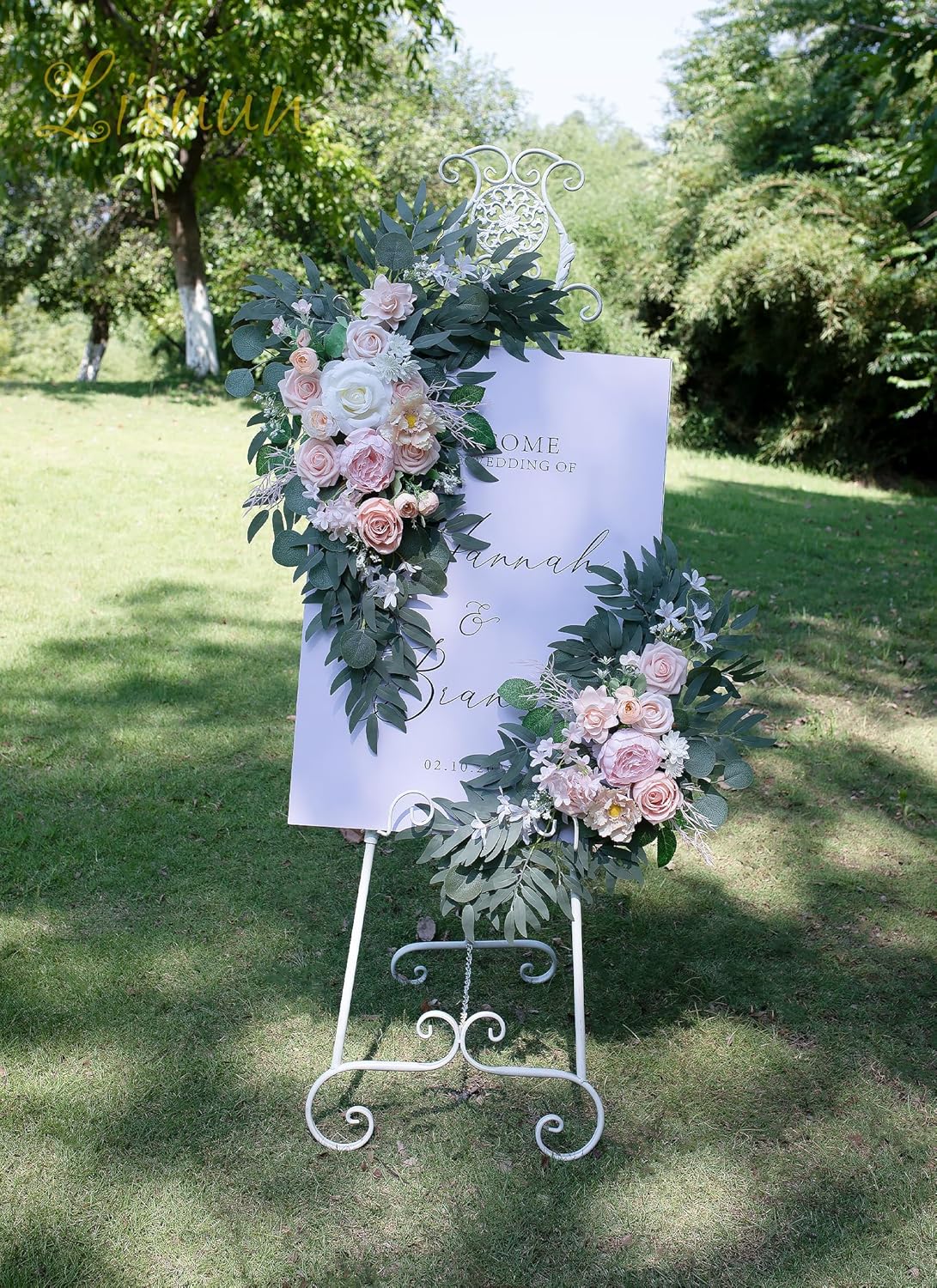 Wedding Arch Flowers, Artificial Flowers for Reception Backdrop and Welcome Ceremony Sign, Large Flower Swag for Dreamy Romantic Wedding Ceremony Floral Decor - Pack of 2