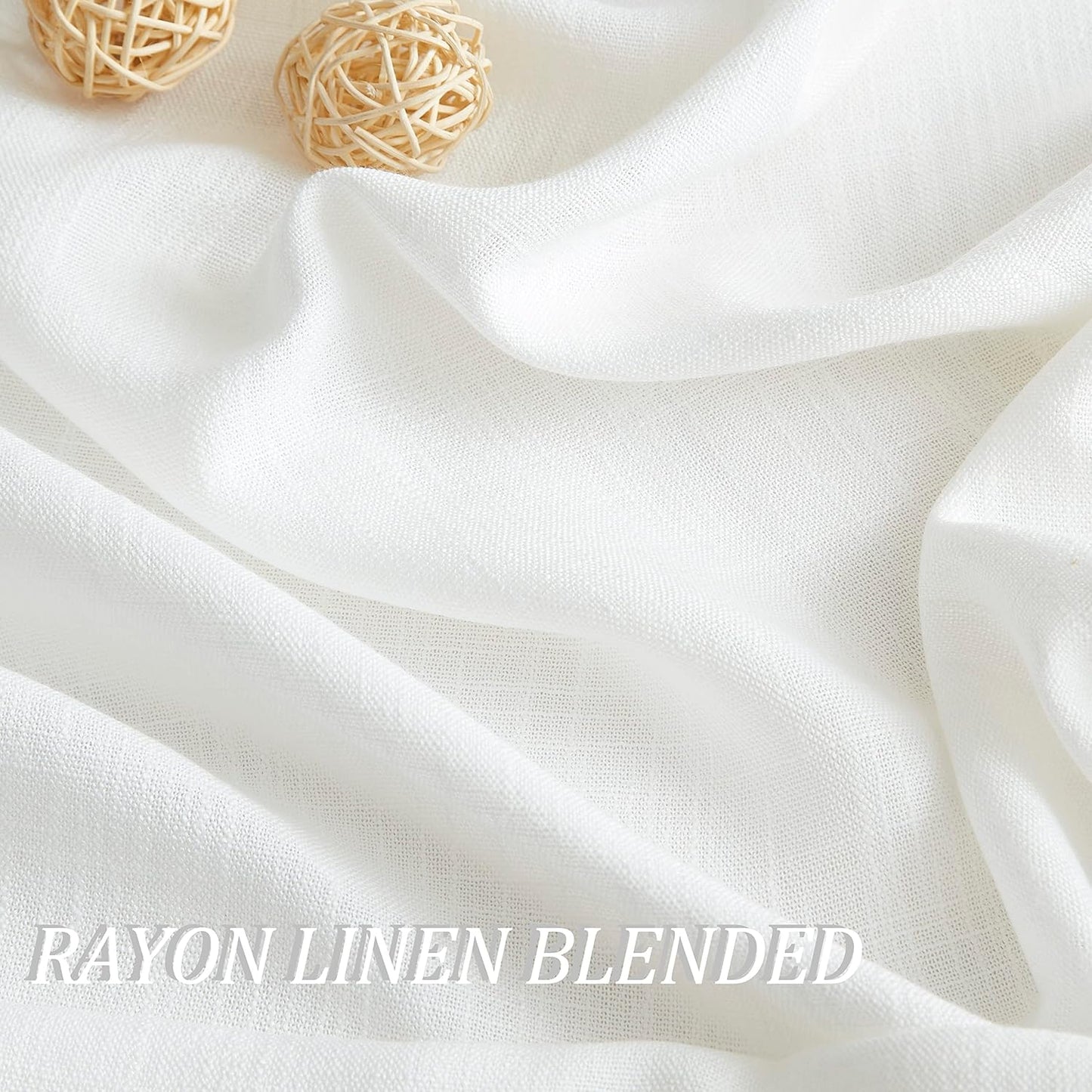 Vision Home White Pinch Pleated Semi Sheer Curtains Textured Light Filtering Window Curtains 84 inch for Living Room Bedroom Patio Rayon Blended Pinch Pleat Drapes with Hooks 1 Panel 80" Wx84 L