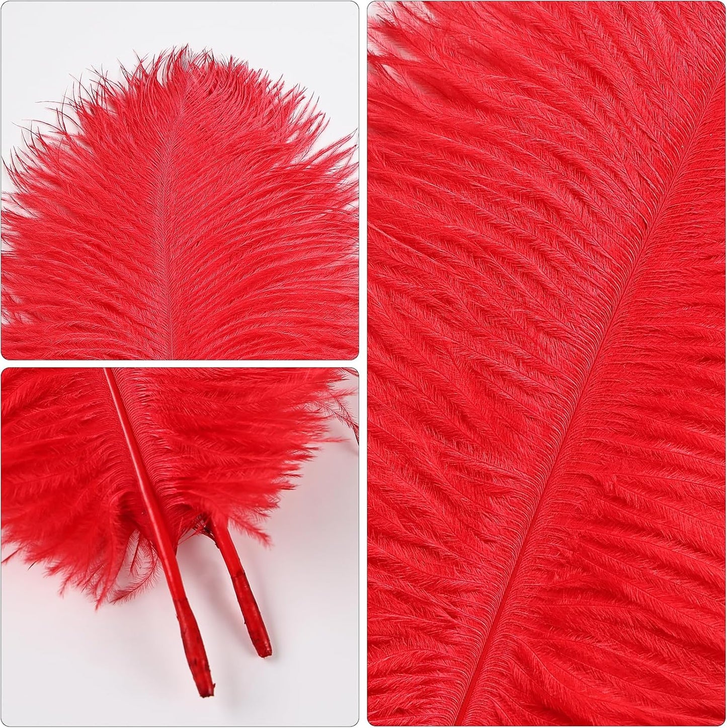 THARAHT 24pcs Red Ostrich Feathers Natural Bulk 8-10Inch 20cm-25cm for Wedding Party Centerpieces Easter Gatsby and Home Decorate Ostrich Feathers