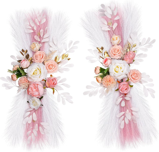 Wedding Arch Flowers, Artificial Flowers for Reception Backdrop and Welcome Ceremony Sign, Large Flower Swag for Dreamy Romantic Wedding Ceremony Floral Decor - Pack of 2