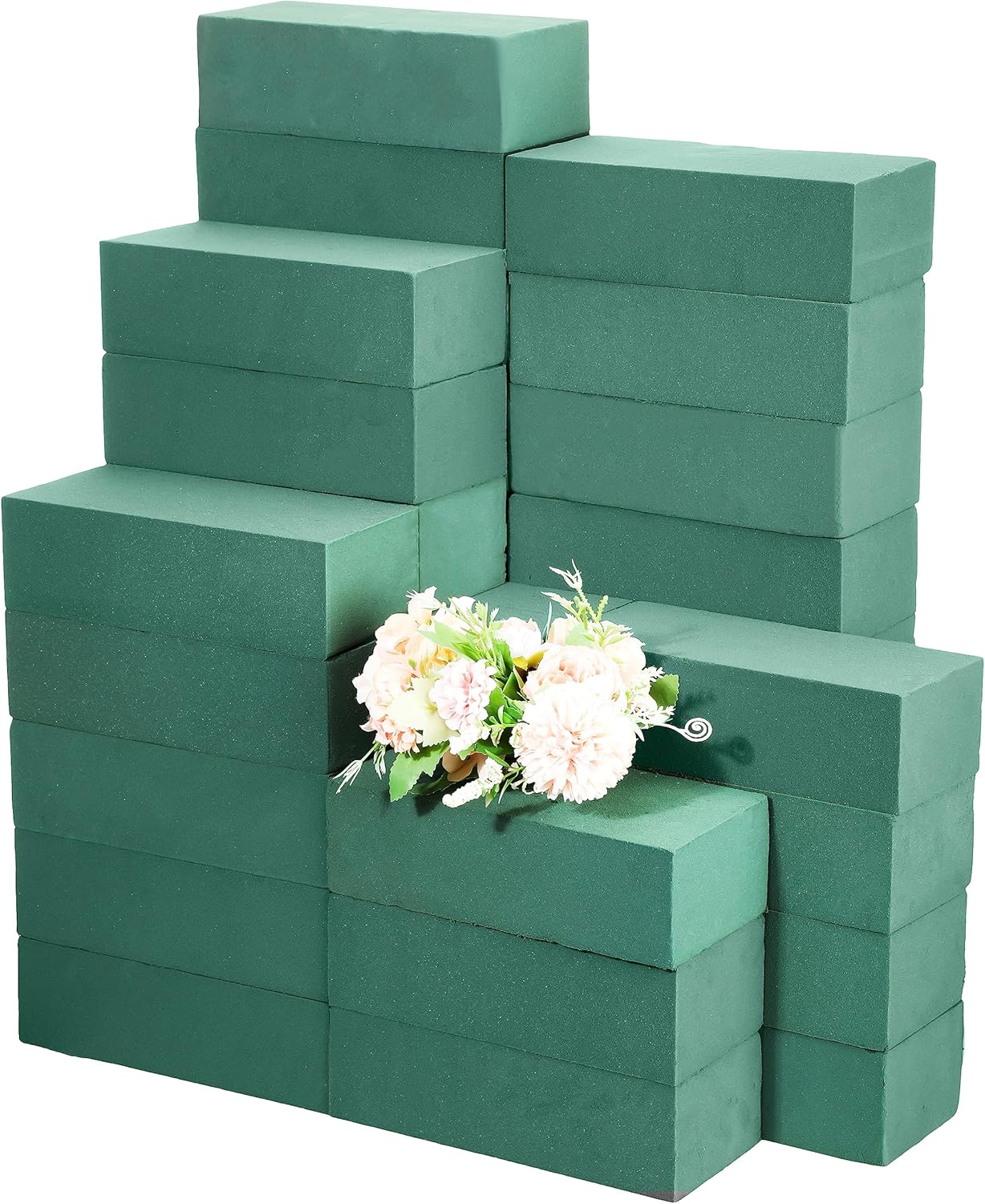 Marsui 30Pcs Floral Foam Blocks Dry and Wet Florist Foam Brick Flower Arrangements Supplies for Fresh and Artificial Flowers Craft Plant Filler Decoration, Green(9 x 4 x 3 Inch)