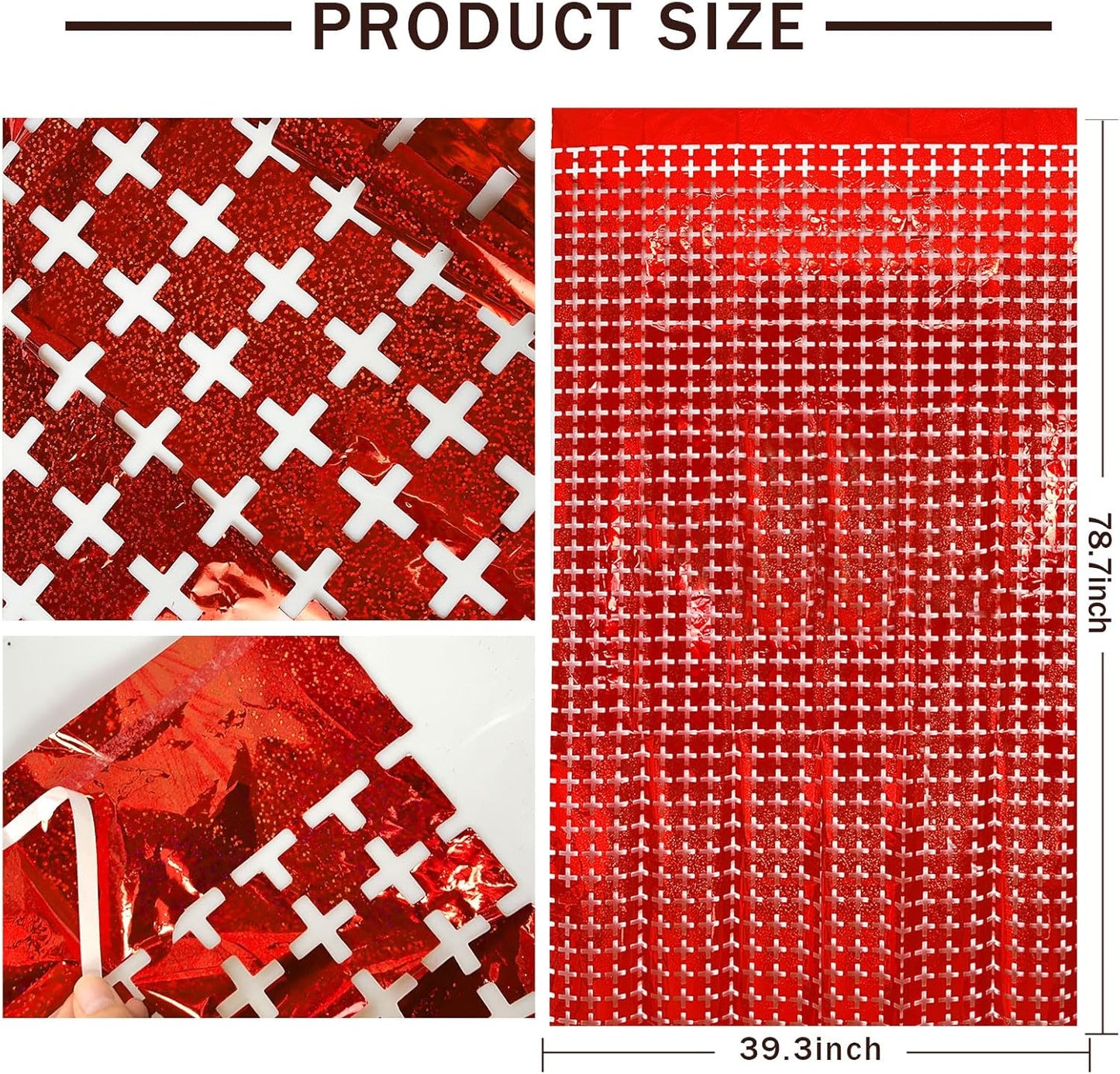 2 Pack Red Square Tinsel Party Backdrop Christmas Decorations Foil Fringe Backdrop Curtains Carnival Casino Theme Birthday New Year Holiday Celebration Bachelorette Party Decorations Supplies