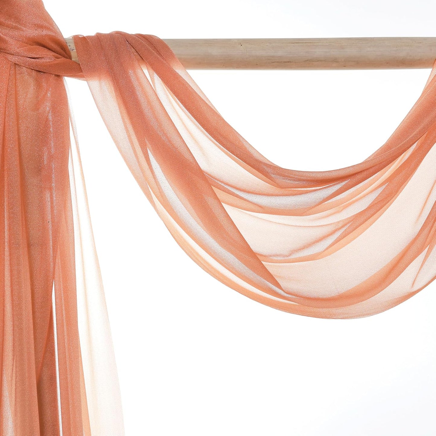 VDS Pack of 2 Panel (30 Inch X 50 Feet) Wedding Arch Draping Fabric Sheer Chiffon Fabric Drapery for Wedding Ceremony Reception Swag Backdrop Canopy Chuppah ARBO Altars Decoration (Coral Peach)