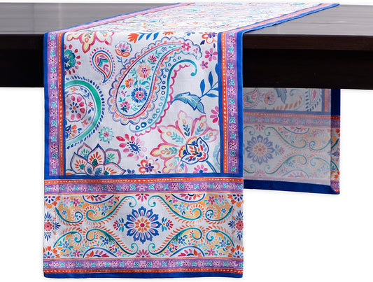 Maison d' Hermine Table Runner 100% Cotton Single Layer Table Runners 108 inches Long Decorative for Home Kitchen Dining Party Wedding Bridal Shower Spring Summer (Indian Floral, 14.50" x 108")