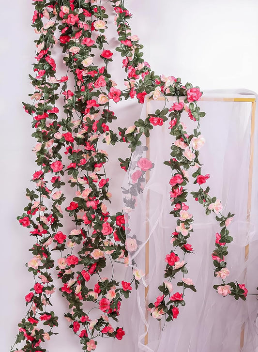 Miracliy 16 Pack 131 FT Flower Garland Decorations Plastic Artificial Flowers for Wedding Decoration Photo Booth Backdrop