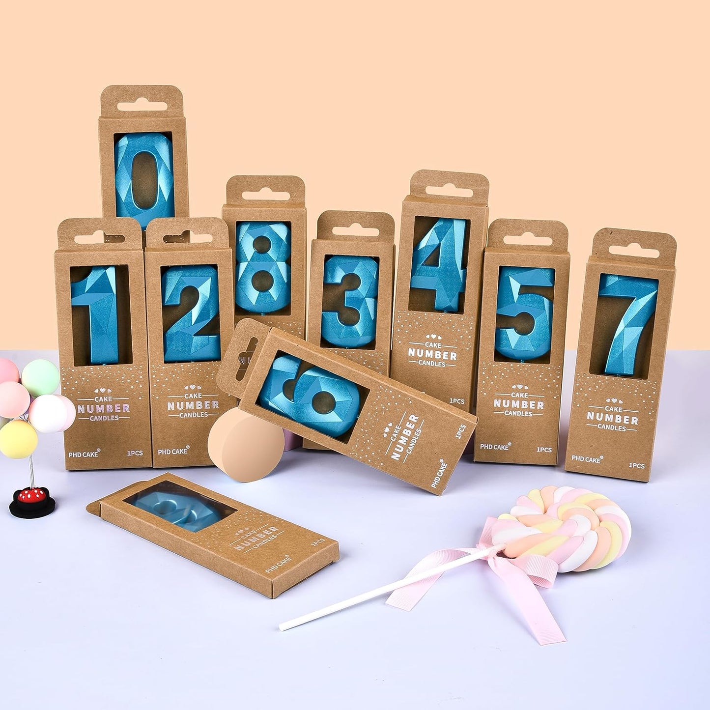 PHD CAKE 2.76 Inch Crystal Blue 0 Number Birthday Candles, Blue Number Candle, Cake Number Candles, Party Celebration