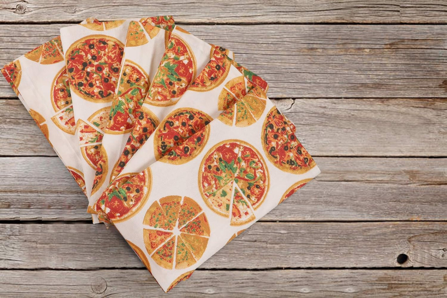 Urban Villa Dinner Napkins Pizza Print Cloth Napkins (Set of 12) Oversized 20x20 Inches 100% Cotton Premium Quality Soft Durable with Mitered Corners Reusable Washable Everyday Use Napkins