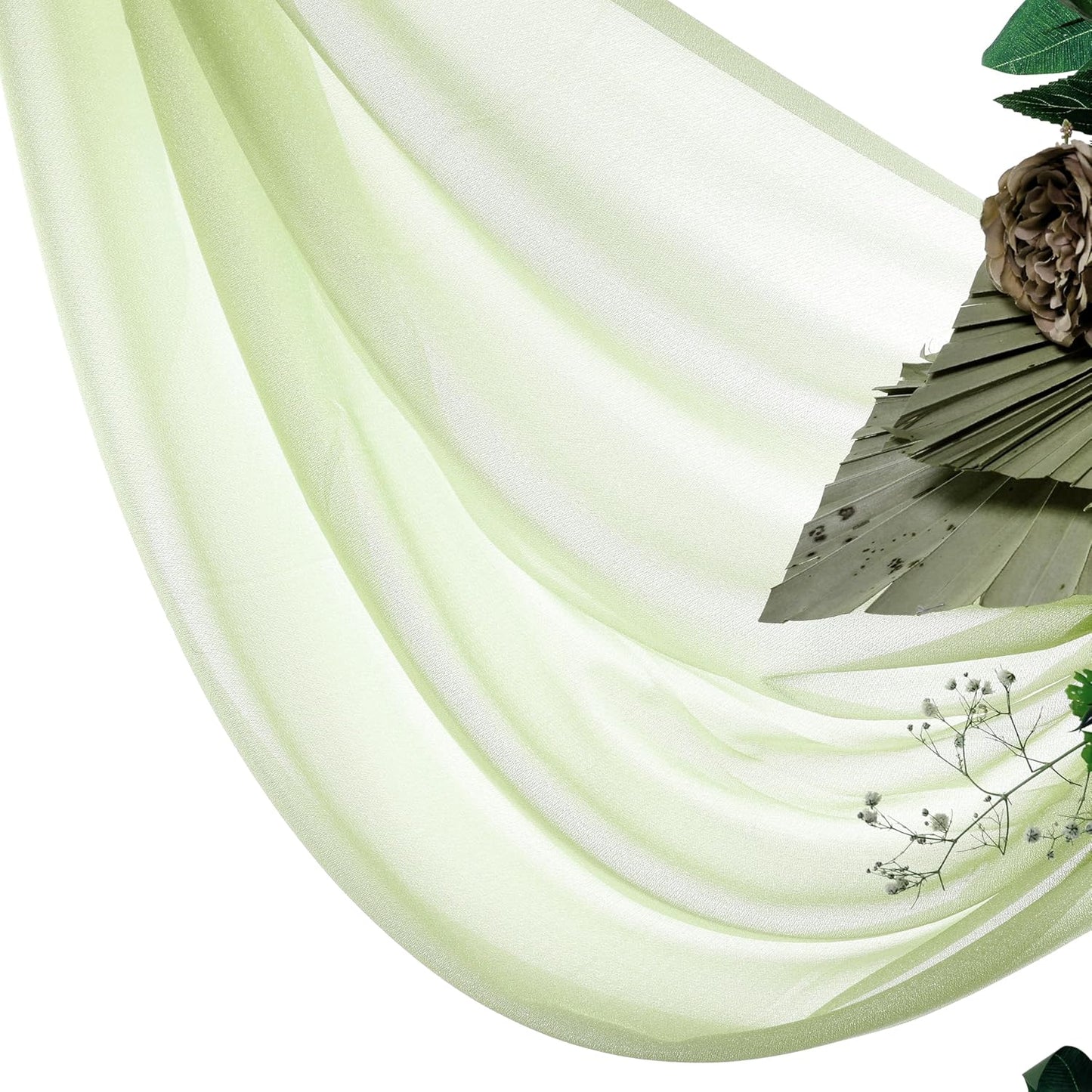 VDS Pack of 1 Panel (30 Inch X 50 Feet) Wedding Arch Draping Fabric Sheer Chiffon Fabric Drapery for Wedding Ceremony Reception Swag Backdrop Canopy Chuppah ARBO Altars Decoration (Sage Green)