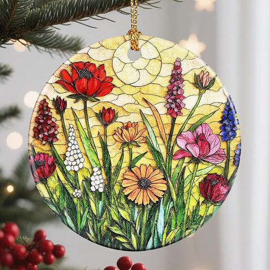 Christmas Ornament, Stained Glass Ornament, Christmas Ornaments for Tree, Hanging Ornaments for Home Decor & Xmas Decorations – Holiday Decor, Gift Ideas, Perfect Holiday & Xmas Gifts - Wildflower