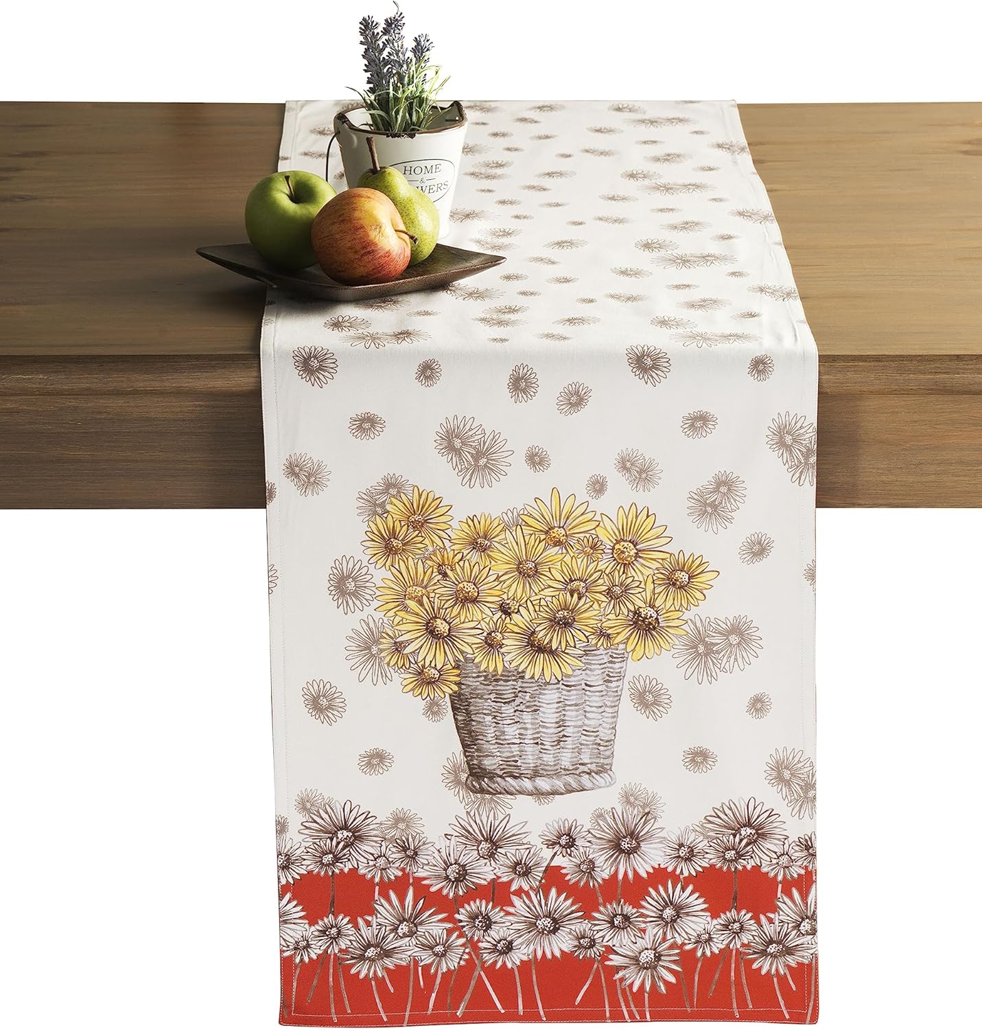 Maison d' Hermine Table Runner 100% Cotton Single Layer Table Runners 90 inches Long for Thanksgiving Christmas Decorations Home Kitchen Dining Party Wedding (Bagatelle, 14.5" x 90")
