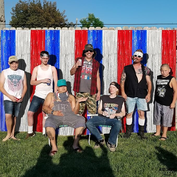 KatchOn, XtraLarge Red White and Blue Streamers - 3.2x8 Feet, Pack of 2 Red and Blue Decorations for Election Day | Election Day Decorations | Streamers for Patriotic and Veterans Day Decorations