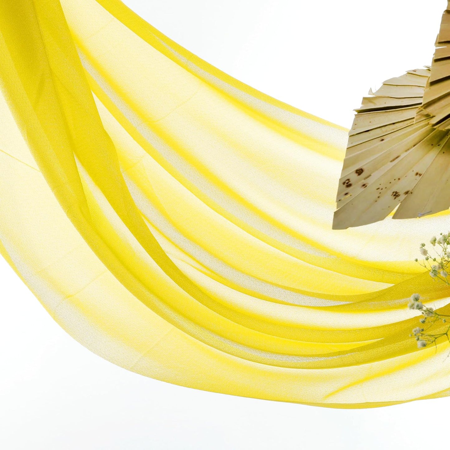 VDS Pack of 1 Panel (30 Inch X 40 Feet) Wedding Arch Draping Fabric Sheer Chiffon Fabric Drapery for Wedding Ceremony Reception Swag Backdrop Canopy Chuppah ARBO Altars Decoration (Yellow)