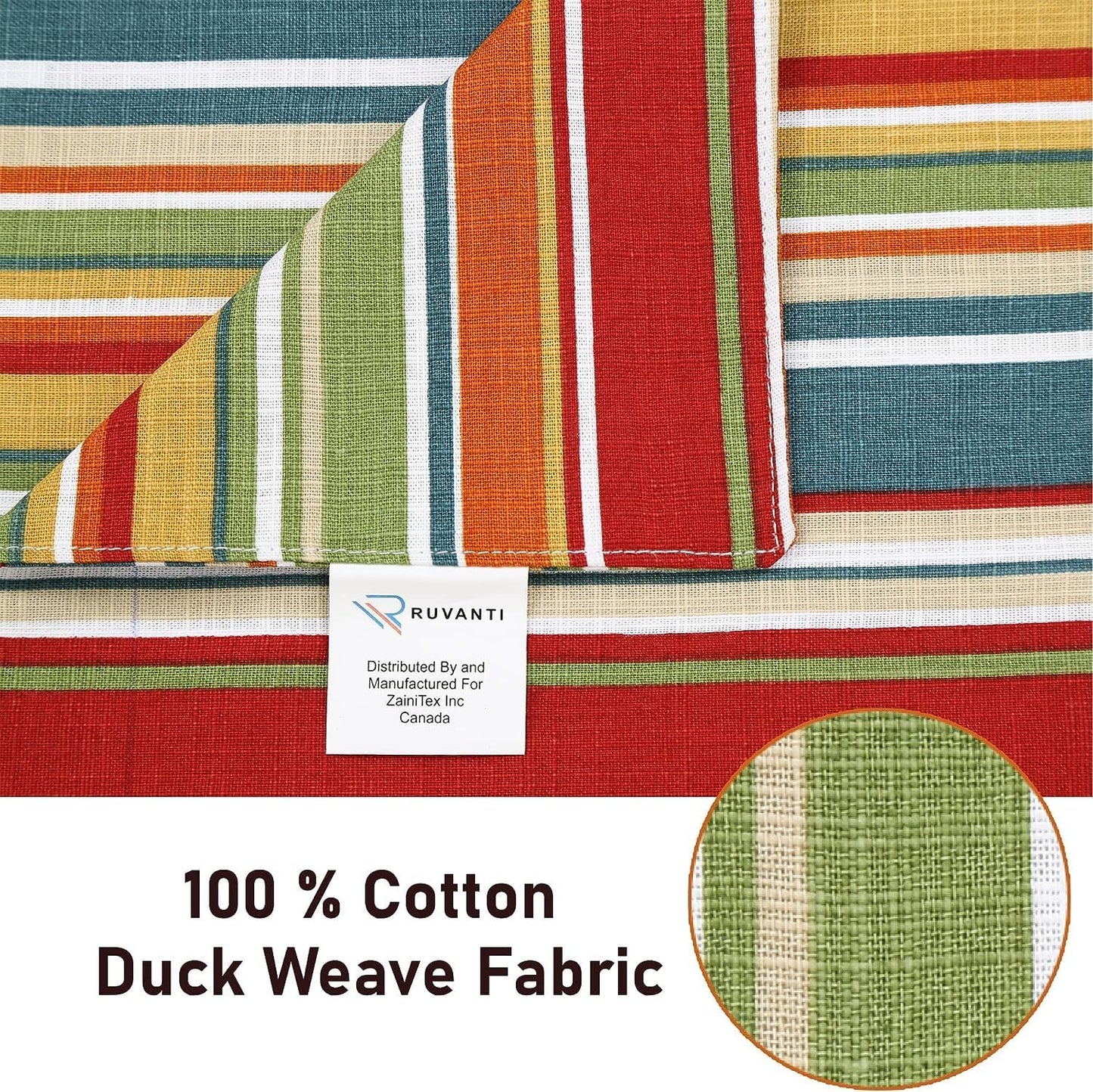 Ruvanti 100% Cotton Table Runner 48 Inches Long, Non-Slip, Stain Resistant, Washable & Reusable Table Runners Perfect for Wedding, Parties, Christmas, Holiday, in-Door use - Multi Stripe