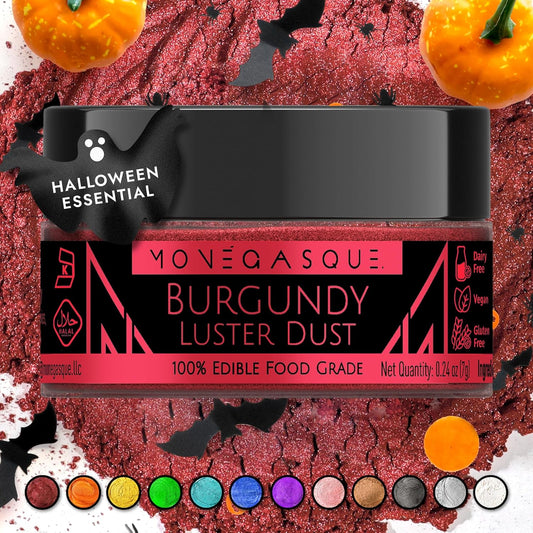 MONÉGASQUE Red Edible Glitter for Drinks 7g – Red Edible Glitter for Cakes & Cocktails - Burgundy Halloween Sprinkles Luster Dust for Cake & Cocktail - Drink Shimmer & Food Decorations Spray Sparkles