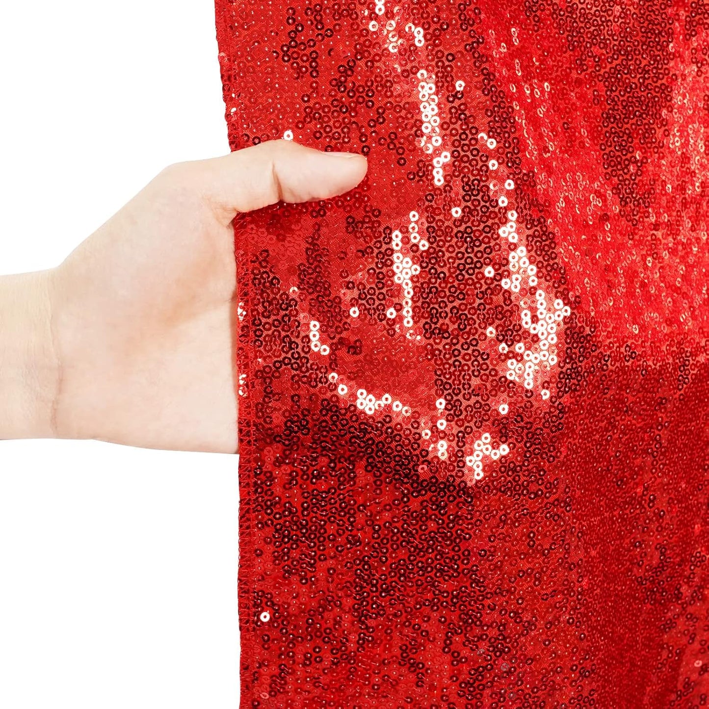 Poise3EHome 6Ft x 8Ft Red Sequin Backdrop, Glitter Thick Satin Sequin Background Drapes, Sequence Xmas Thanksgiving Backdrop for Wedding Party Holiday Festival Decor