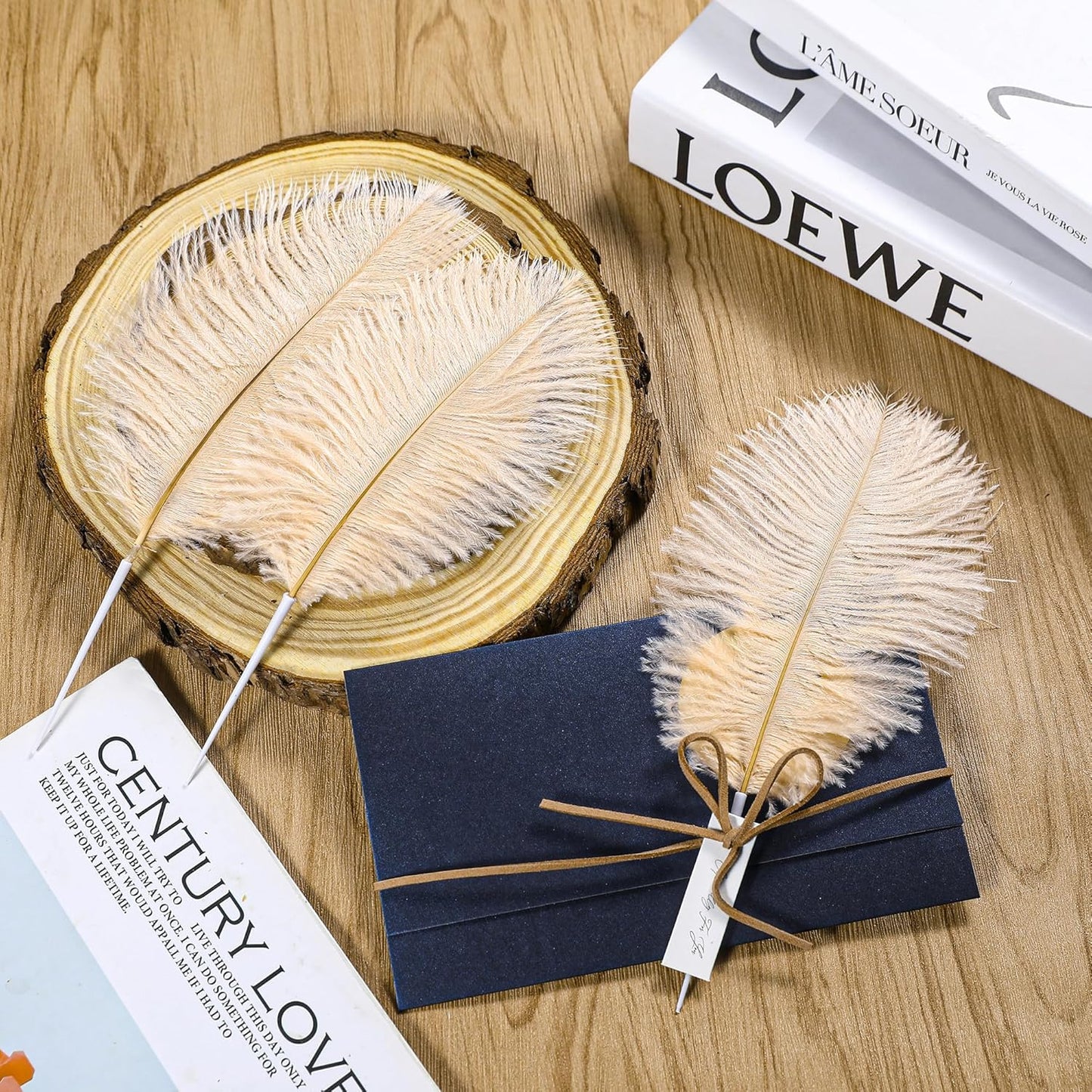 SOGUGOM Champagne Craft Ostrich Feathers - 30PCS 6-8 inch Small Ostrich Feathers Kit for Centerpieces, Kindergarten Crafts, Dream Catchers and DIY Projects(Champagne)