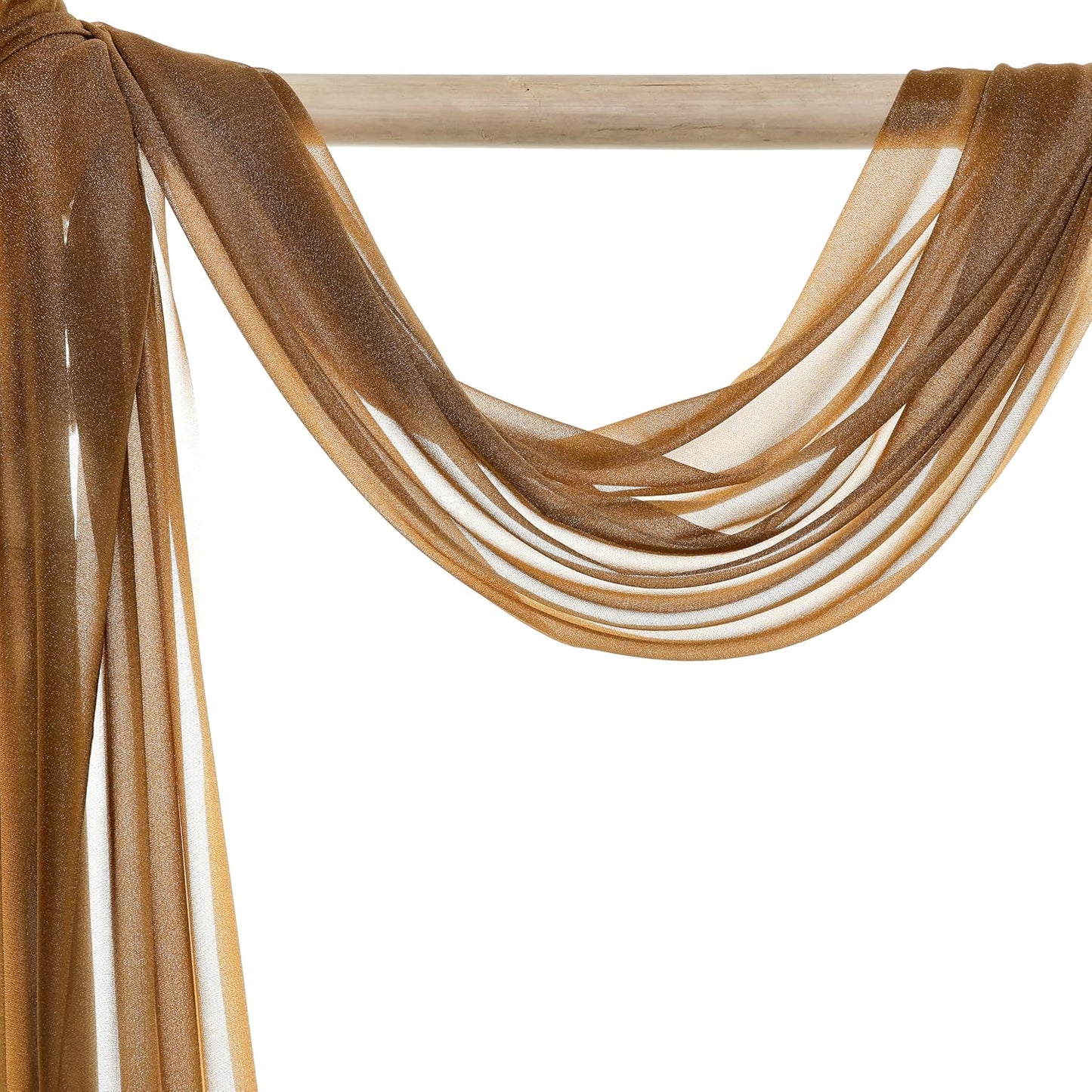 VDS Pack of 3 Panel (30 Inch X 20 Feet) Wedding Arch Draping Fabric Sheer Chiffon Fabric Drapery for Wedding Ceremony Reception Swag Backdrop Canopy Chuppah ARBO Altars Decoration (Mocha)