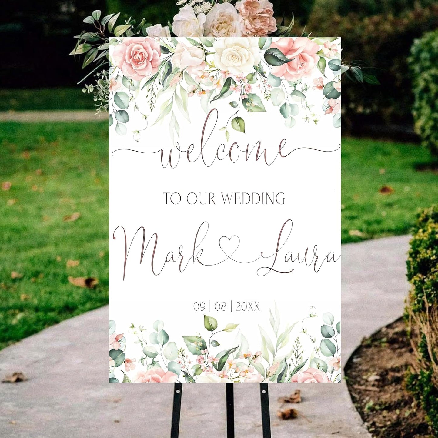 Personalized Wedding Welcome Sign, Welcome To Our Wedding Sign, Blush Pink Wedding Welcome Sign | Soft Pink Editable Welcome Poster | Floral Printable Wedding Welcome Board | Editable Wedding Sign