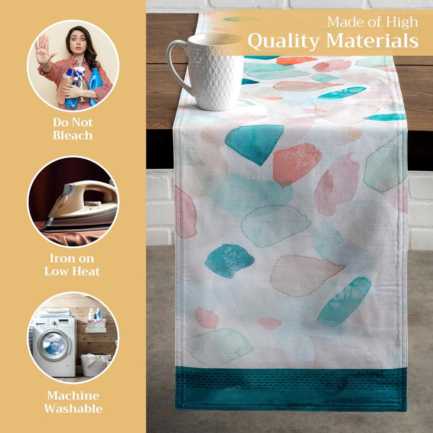 Maison d' Hermine Table Runner 100% Cotton Double Layer Table Runners 72 inches Long Decorative for Home Kitchen Dining Party Wedding Bridal Shower Spring Summer (Summer Picnic, 14.50" x 72")