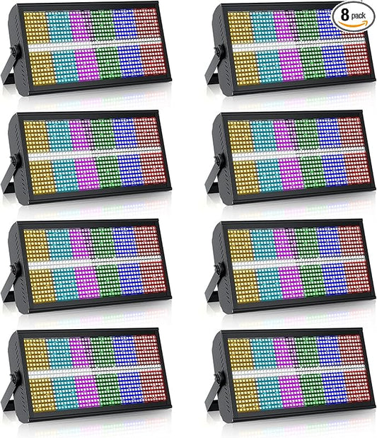 Led Wall Washer Light,200W Stage Lighting Bar Dj Light Bar Party Lights DJ Disco Lights Professional DMX Control Auto Play Sound Activated Strobe Lighting for Parties Church Wedding Club-8PC