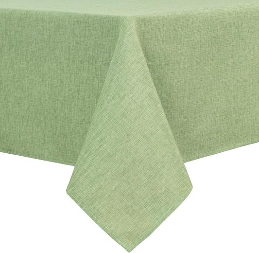 Hiasan Faux Linen Rectangle Tablecloth - Wrinkle and Stain Resistant Washable Decorative Fabric Table Cloth for Kitchen Dining Room Holiday Table Cover for Dinner, Sage Green, 54 x 80 Inch