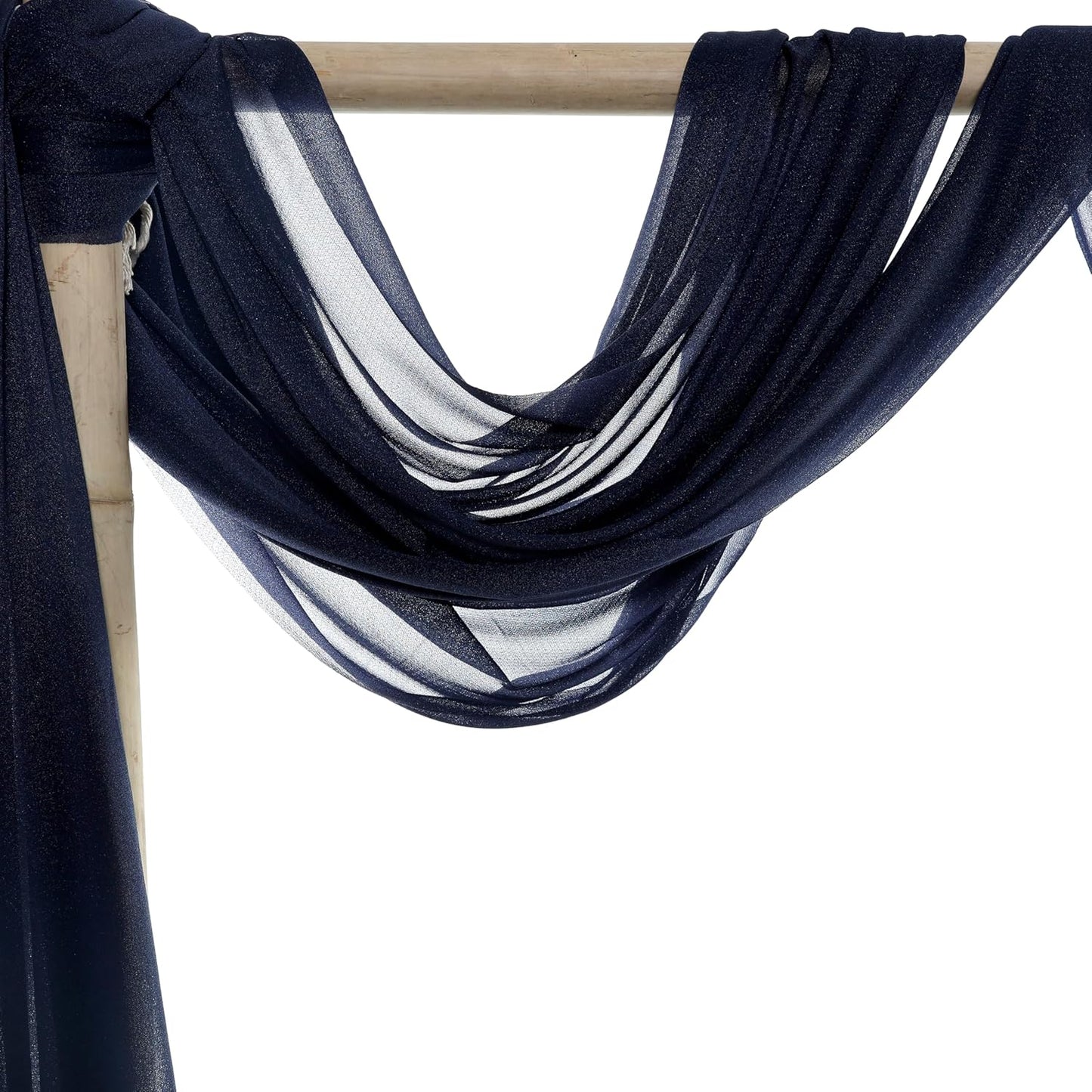 VDS Pack of 2 Panel (30 Inch X 30 Feet) Wedding Arch Draping Fabric Sheer Chiffon Fabric Drapery for Wedding Ceremony Reception Swag Backdrop Canopy Chuppah ARBO Altars Decoration (Navy Blue)