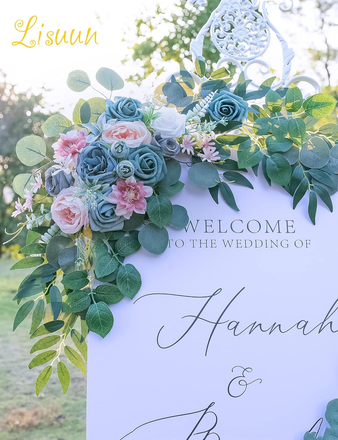 Wedding Arch Flowers, Artificial Flowers for Reception Backdrop and Welcome Ceremony Sign, Large Flower Swag for Dreamy Romantic Wedding Ceremony Floral Decor - Pack of 2