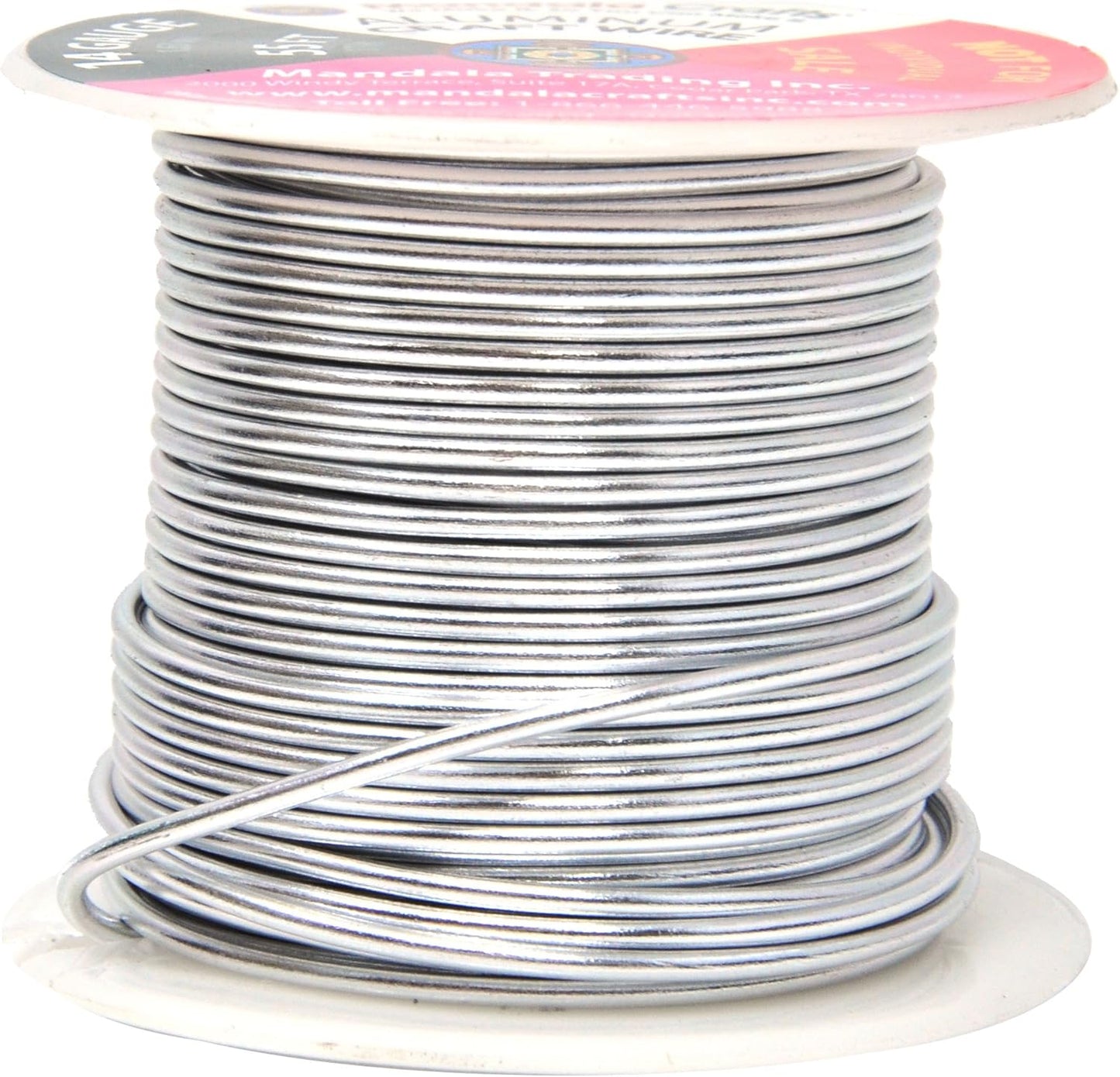 Mandala Crafts 14 Gauge Anodized Aluminum Craft Wire for Jewelry Making – 330 FT Colored Flexible Silver Copper Tone Wire - Bendable for Bonsai Armature Crafting Sculpting