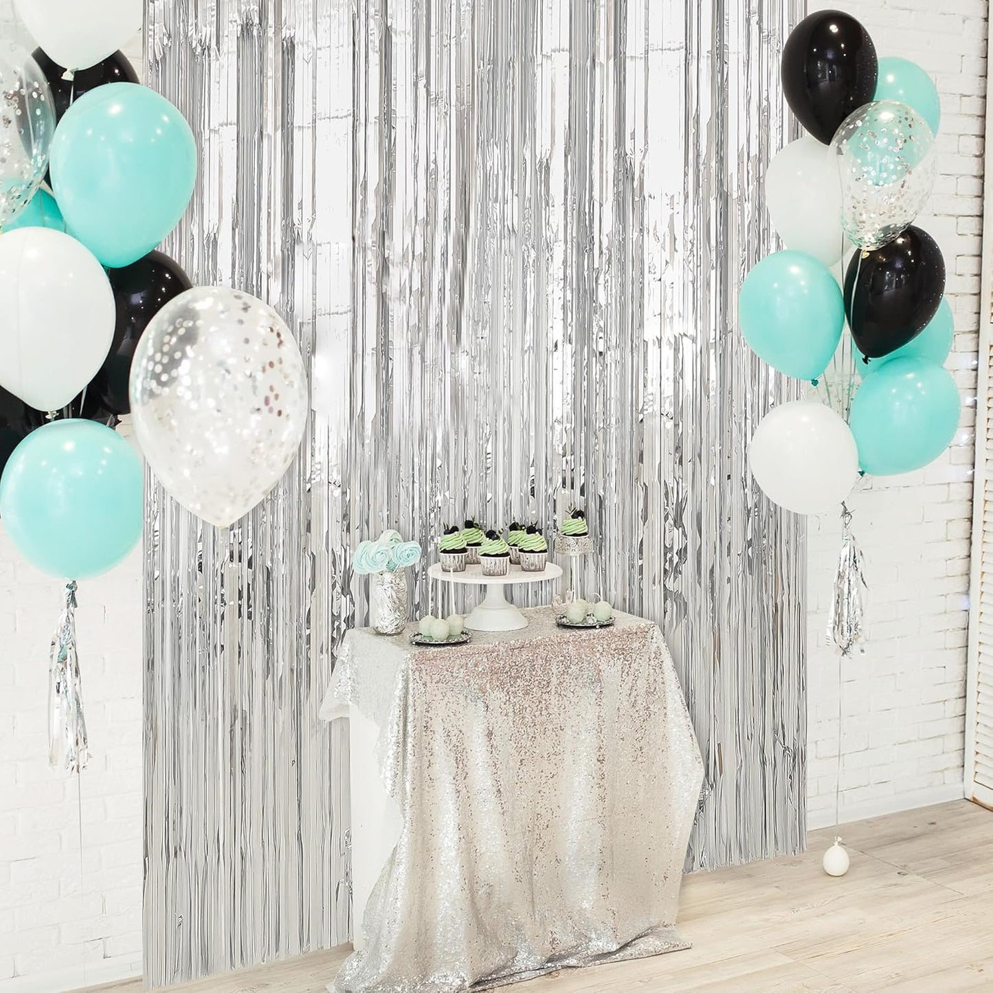 Crosize 3 Pack 3.3 x 9.9 ft Silver Foil Fringe Backdrop Curtain, Streamer Backdrop Curtains, Streamers Birthday Metallic Paper Party Decorations, Tinsel Curtain for Parties, Photo Booth Backdrops