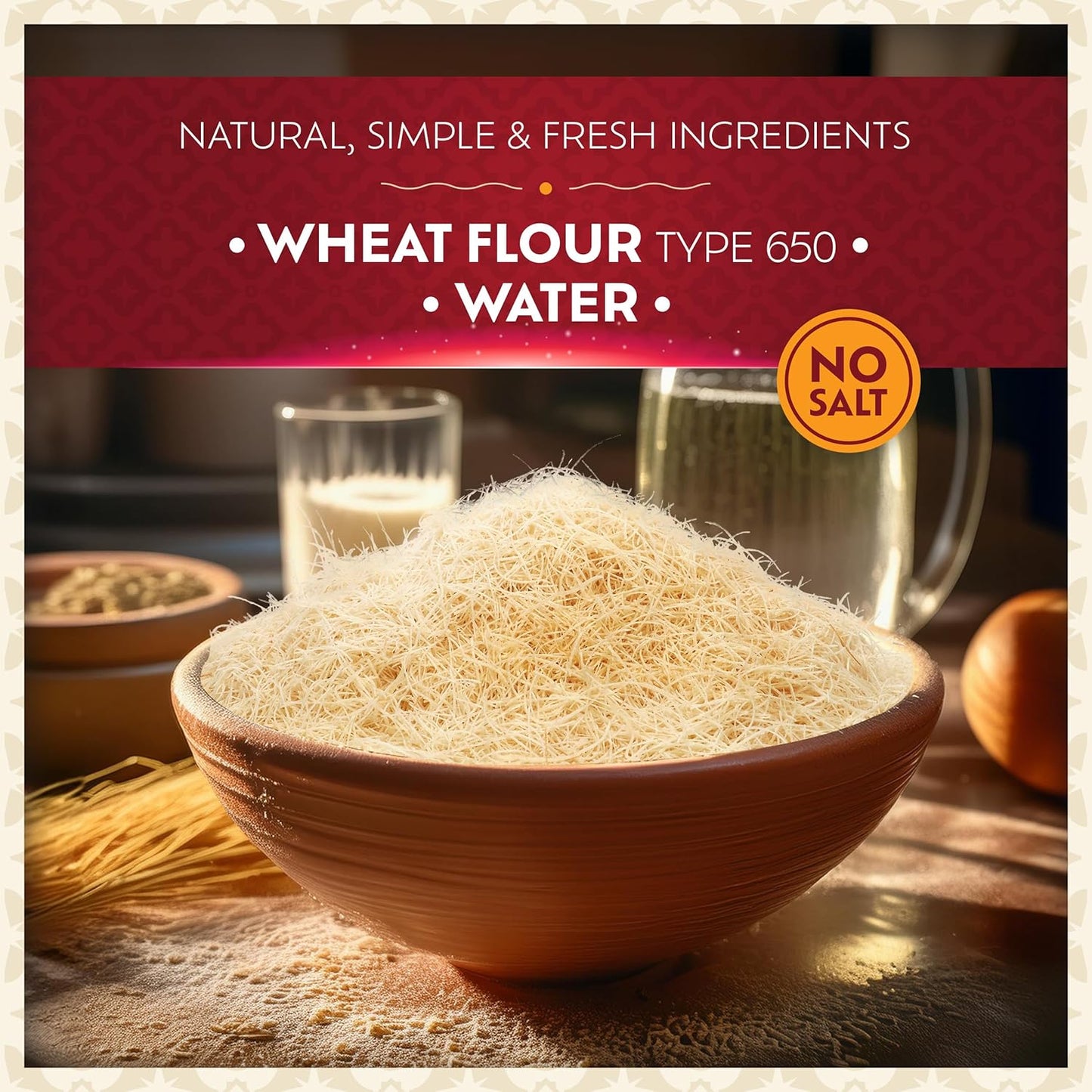 Eastanbul Dried & Chopped Kataifi Shredded Fillo Dough, Kurutulmus Kadayif Pastry Dough, Ingredient for The Viral Dubai Pistachio Chocolate Bar, Shredded Phyllo, Kunafa, Knafeh, Katifi, 500g (1.1lb)