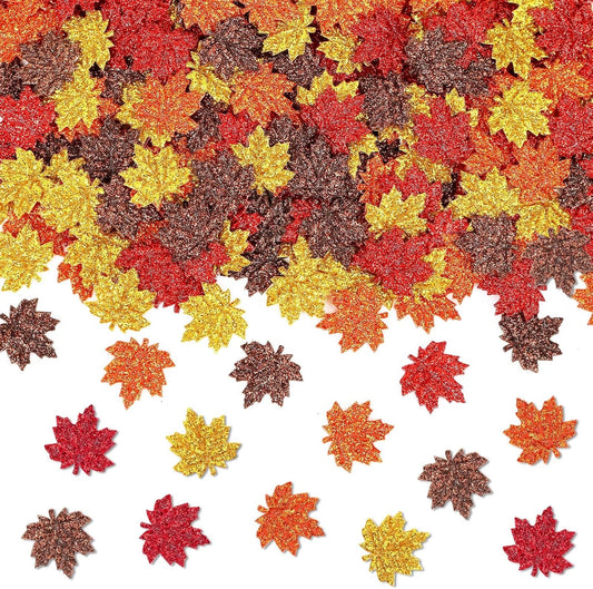 MARFOREVER Fall Felt Maple Leaf Confetti Glitter, 500 Pcs Orange Thanksgiving Leaves Confetti Decorations Autumn Table Sprinkles Scatter Centerpiece for Fall Thanksgiving Day Party Decor Supplies