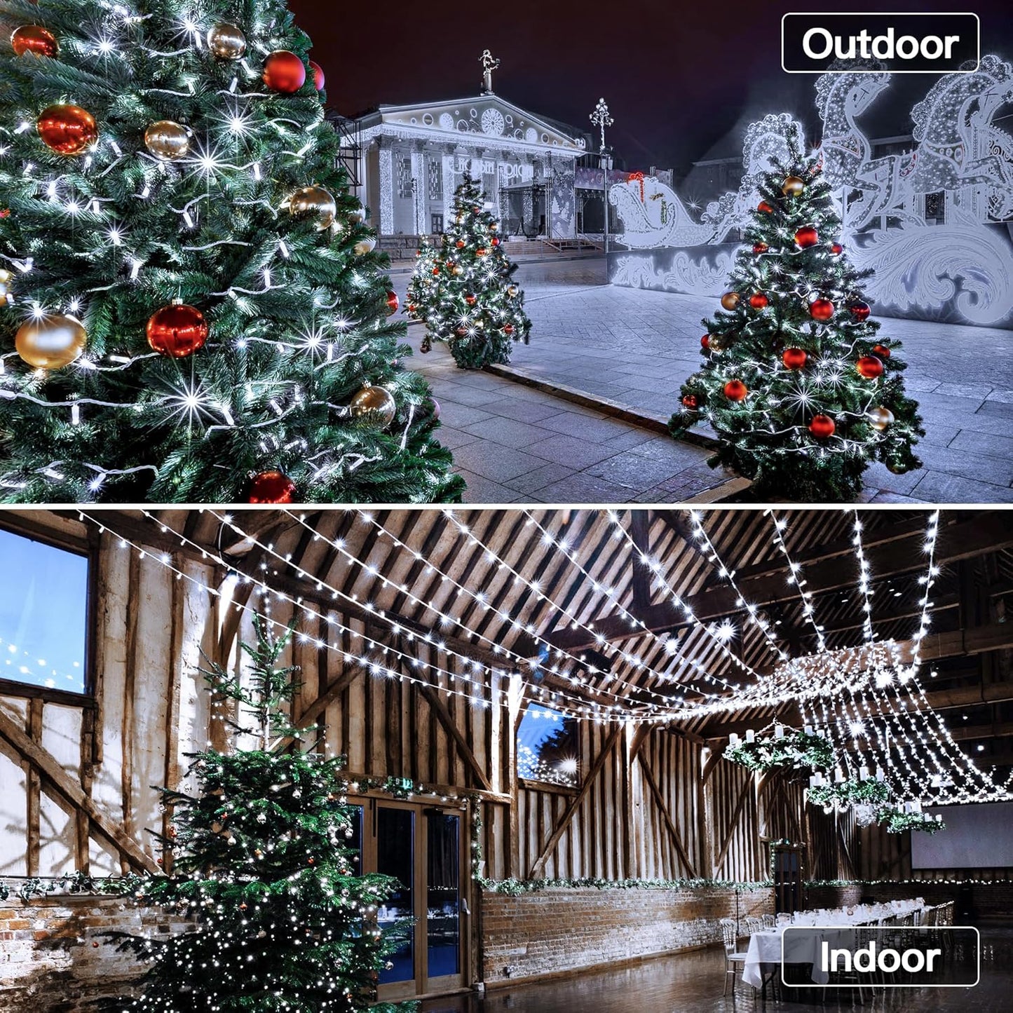 1000 LED 328 FT Christmas Light Outdoor, 8 Lighting Modes White String Lights with Remote, Christmas Lights for Outside Classroom Wedding Party Decor