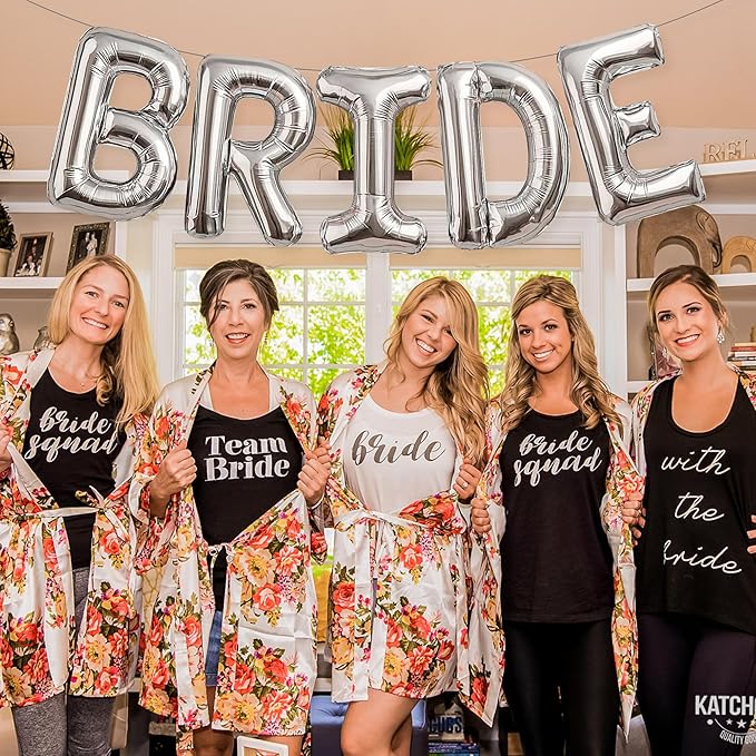 KatchOn, Bride Balloons Silver | Bachelorette Party Decorations | Silver Bride Balloons Bachelorette for Bridal Shower Decorations | Bridal Shower balloons