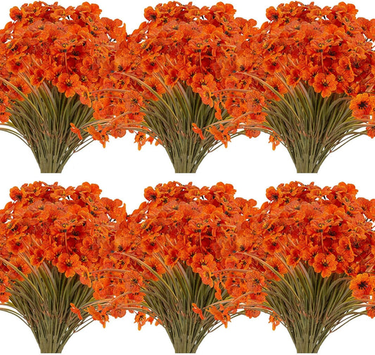 20 Bundles Artificial Fall Flowers Outdoor UV Resistant Fake Flowers No Fade Faux Plastic Plants Garden Porch Window Box Decorating (Fall Brown