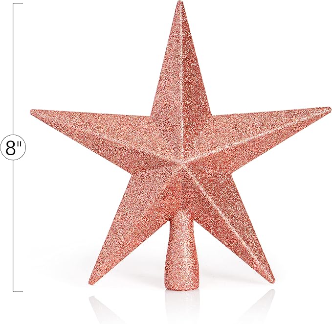 Ornativity Glitter Star Tree Topper - Christmas Decorative Xmas Holiday Bethlehem Star Trees Toppers Ornament Decor (Rose Gold) 8"