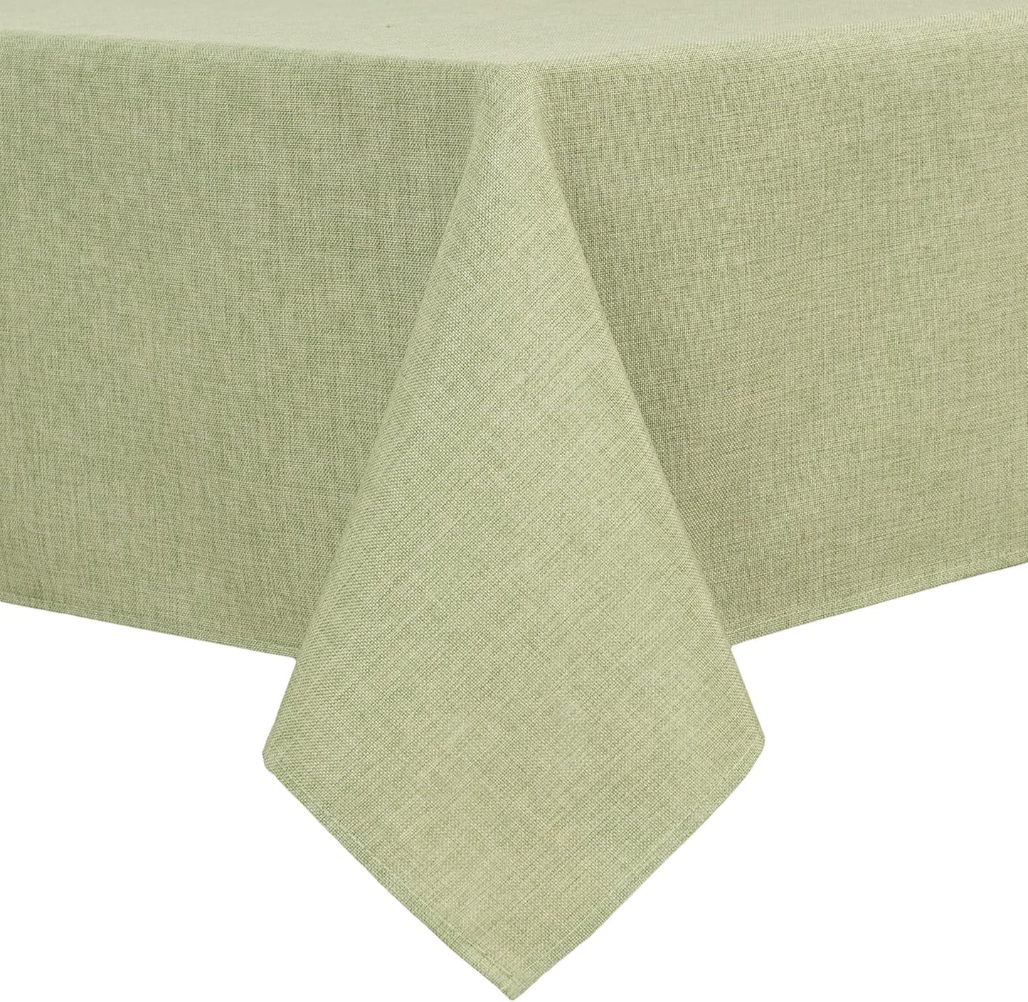 Hiasan Faux Linen Rectangle Tablecloth - Wrinkle and Stain Resistant Washable Table Cloth for Kitchen Dining Room Holiday Table Cover for Dinner, Green, 70 x 90 Inch