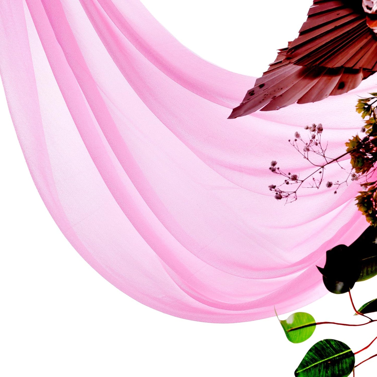 VDS Pack of 2 Panel (30 Inch X 30 Feet) Wedding Arch Draping Fabric Sheer Chiffon Fabric Drapery for Wedding Ceremony Reception Swag Backdrop Canopy Chuppah ARBO Altars Decoration (Bubblegum)