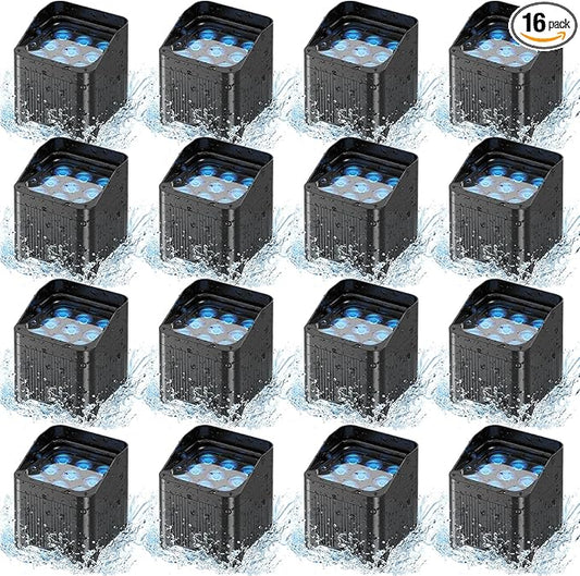 Battery Powered Stage Par Lights, 9X18W 6in1 RGBWA+UV, DMX Remote Control, for Church, DJ, Wedding (16 Packs)